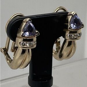 Elegant Gold Tanzanite Diamond Earrings